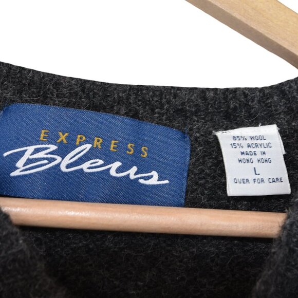Vintage Express Sweater L From 90s 85% Wool 90s Preppy Soft Grunge Y2K Cozycore - Picture 5 of 7